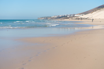 Sandy beaches in the Canaries Islands Morro Jable, Fuerteventura, Canary Islands, Spain