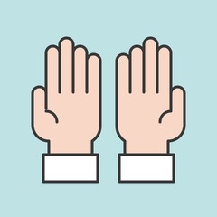 Prayer hands for ramadan, filled outline icon