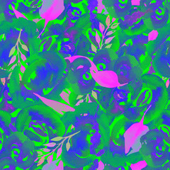 Fototapeta na wymiar Watercolor Floral Repeat Pattern. Can be used as a Print for Fabric, Background for Wedding Invitation
