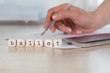 Word BALLOT omposed of wooden letters