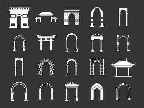 Arch icon set vector white isolated on grey background 