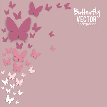Beautiful summer background with white paper butterfly