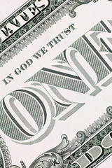 One dollar banknote detail, vertical