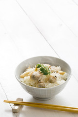 Rice cooked with clams