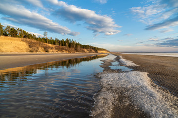 Spring landscape at the Ob reservoir.