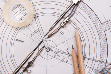 architectural plans with drawing accessories