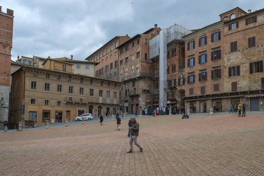 Central City Square Called Piazza Del Campo In Siena, Italy