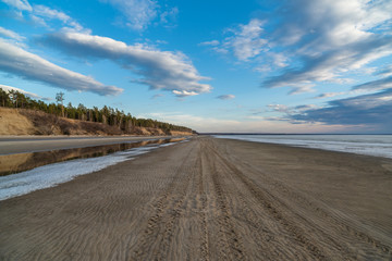 Spring landscape at the Ob reservoir.