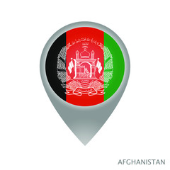 Map pointer with flag of Afghanistan. Gray abstract map icon. Vector Illustration.