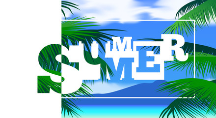 beautiful summer horizontal banner with tropical landscape