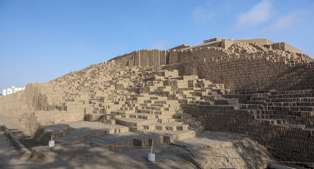 Huaca Pucllana or Huaca Juliana, a great adobe and clay pyramid