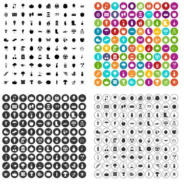 100 garden icons set vector in 4 variant for any web design isolated on white