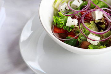  beautiful colorful assorted salad in white plate