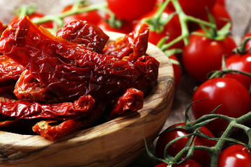 Sun dried tomatoes. tomato halves sun-dried.