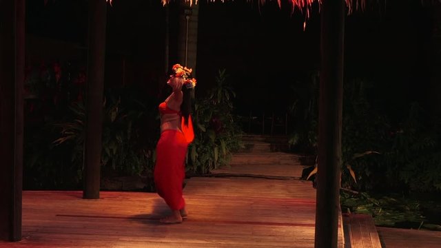 Pacific Islander woman dance in a cultural show in Rarotonga Cook Islands 03