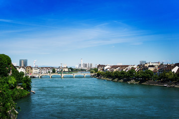 Fototapeta na wymiar Rhine river in Basel, Switzerland