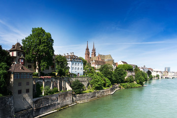 Fototapeta na wymiar Rhine river in Basel, Switzerland