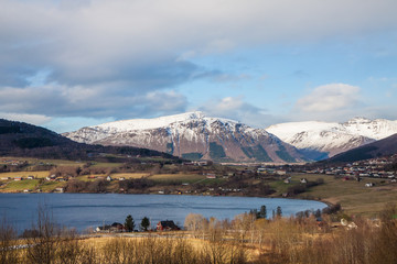 scenic fjord coastline in the south of Norway, Europe