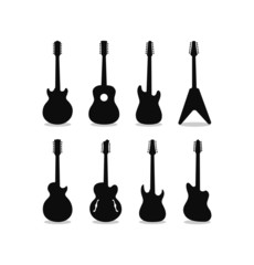 12 String Guitar Silhouette Set