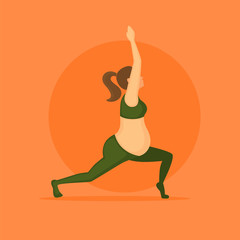 Vector illustration of pregnant woman in the yoga pose