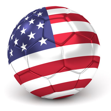 Soccer Ball With American Flag 3D Render