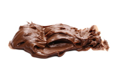 Cream chocolate spreading isolated on white background, with clipping path