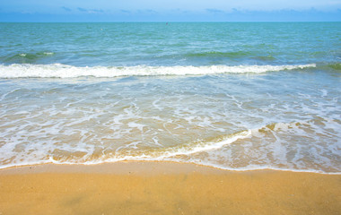 Wave & Sand beach background , holiday or relax in summer concept.