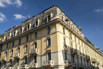 Fototapeta na wymiar Old residential buildings in Milan, Italy