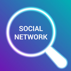 Magnifying Optical Glass With Words Social Network