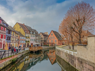 Colmar, France, Europe - November 25, 2016: View of Petit Venise in the colorful town of Colmar in Alsace
