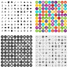 100 guns icons set vector in 4 variant for any web design isolated on white