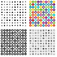 100 hacking icons set vector in 4 variant for any web design isolated on white