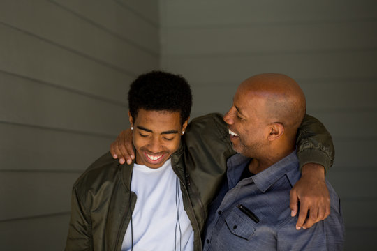 Father talking and spending time with his son.