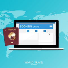 online booking ,passport world map,trip plan travel banner vector
