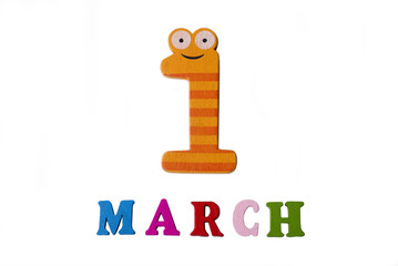 March 1, on a white background, numbers and letters.