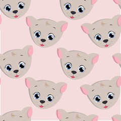 seamless pattern cute cat . vector illustration