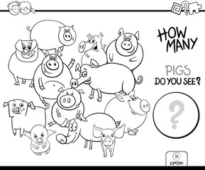 counting pigs animals game coloring book