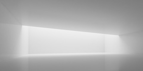 Abstract of minimal architecture space with white concrete wall and light and shadow of the sun,3D render	