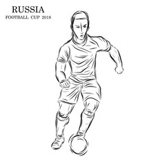 Football player vector by hand drawing.Soccer sport sketch on white background.