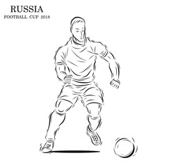 Football player vector by hand drawing.Soccer sport sketch on white background.