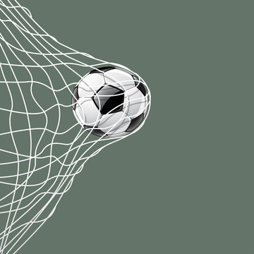 Soccer ball in net, vector illustration