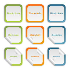Aufkleber Set - grün orange blau - Blockchain