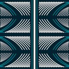 Seamless pattern of stripes and curves blue and white colors