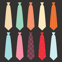 tie color vector illustration set 1