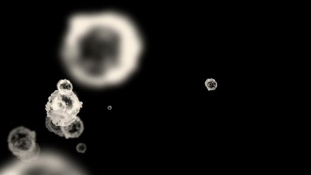 4k Abstract cells virus dust particles background.