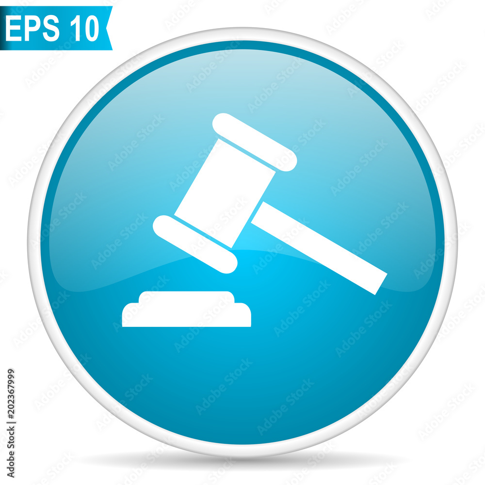 Poster auction blue glossy round vector icon in eps 10. editable modern design internet button on white bac