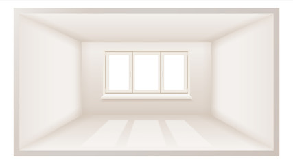 Empty Room Vector. Clean Wall. Sunlight Falling Down. Three Dimensional Space. 3d Realistic Illustration