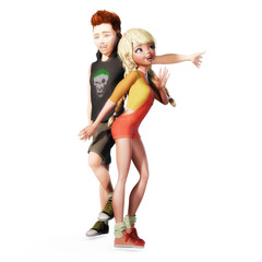 Digital 3D Illustration of Toon Kids