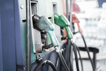 fuel pumps in gas station.