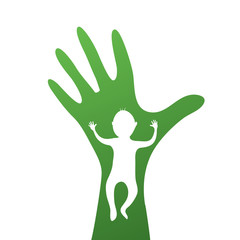 The child on the hand, parents, vector